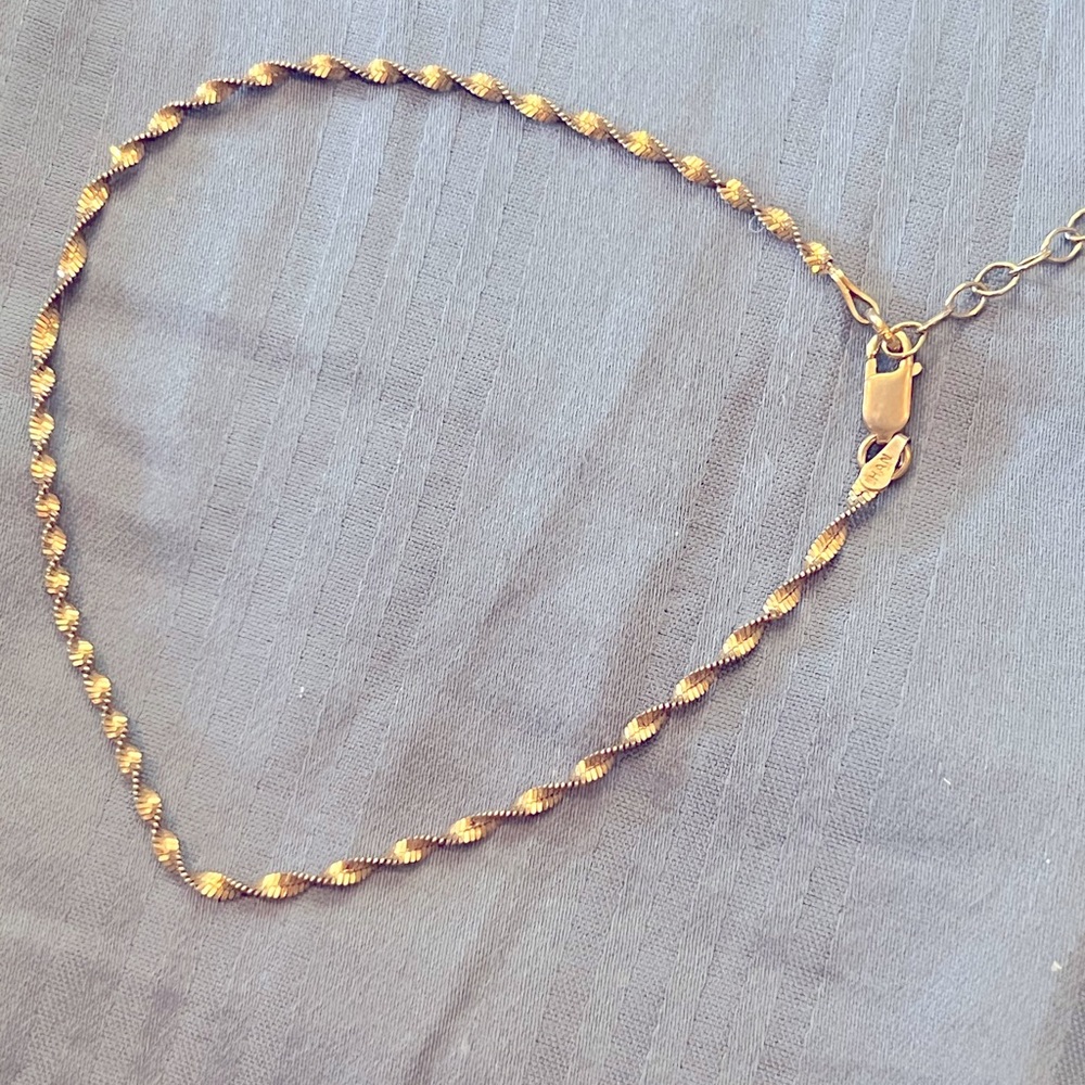 Gold wave ankle bracelet stamped Italy 925 (sterling silver)